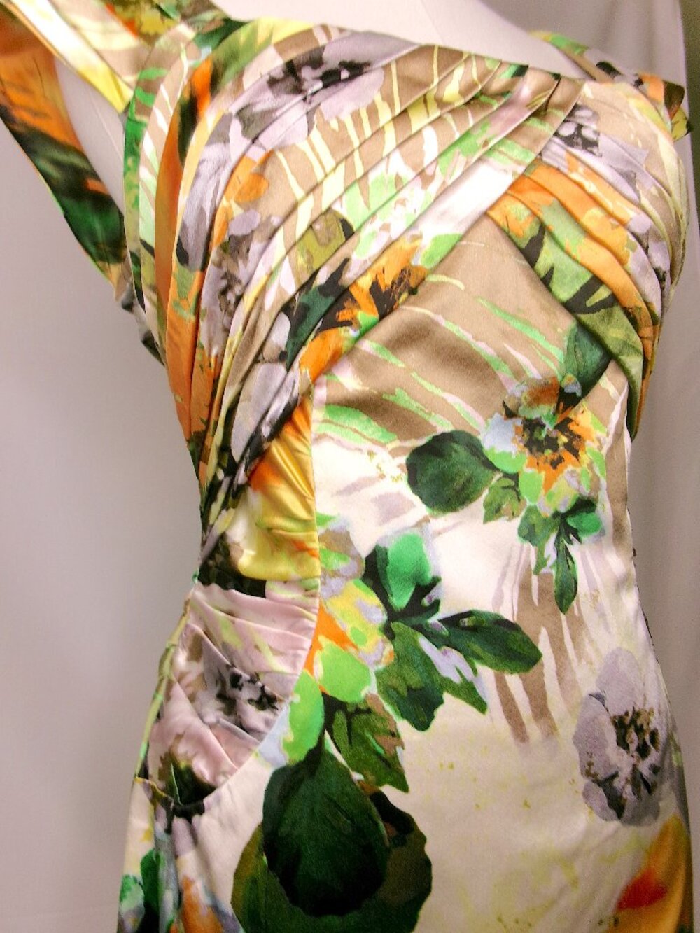 Kay Unger Silk Floral Ruched Sheath Dress Elegant Occasion 8 - Picture 2 of 10